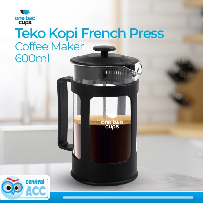 

One Two Cups French Press Plunger Coffee Maker Pot 600 ml