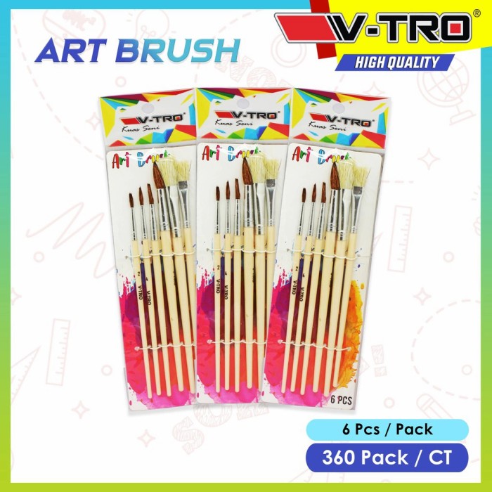 

Kuas Lukis Cat Air Set (6 pcs) vtro / 1pack kuas cat air arcylic