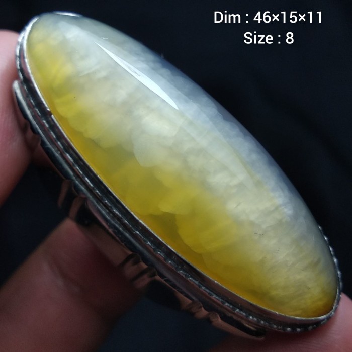 Cincin Batu Akik Pandan Semu Nanas Kapas Sutra Merah Lumut Oli Antik92