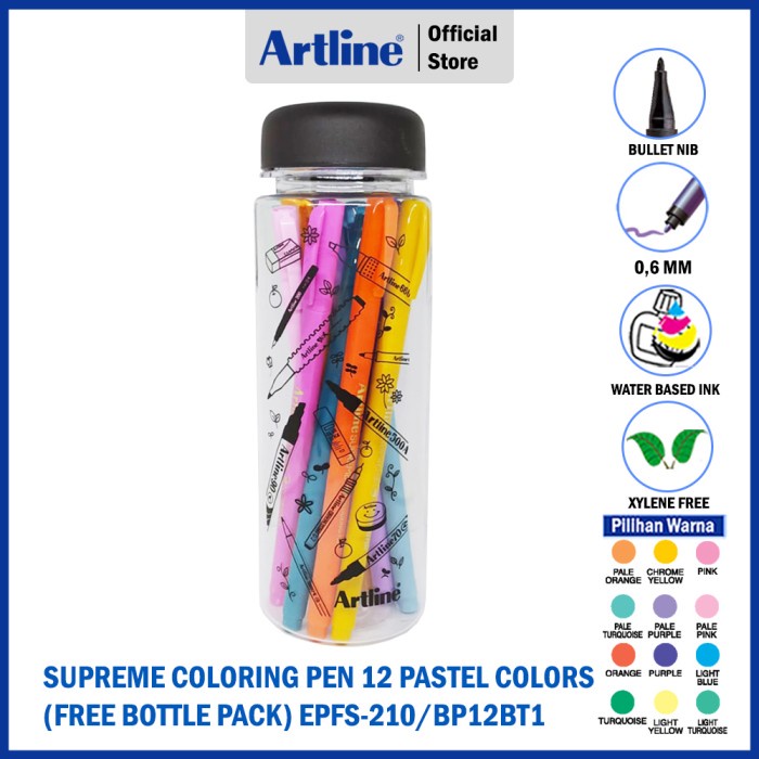 

Andma ARTLINE Spidol Supreme Colouring Pen 12 Pastel Colours EPFS-210