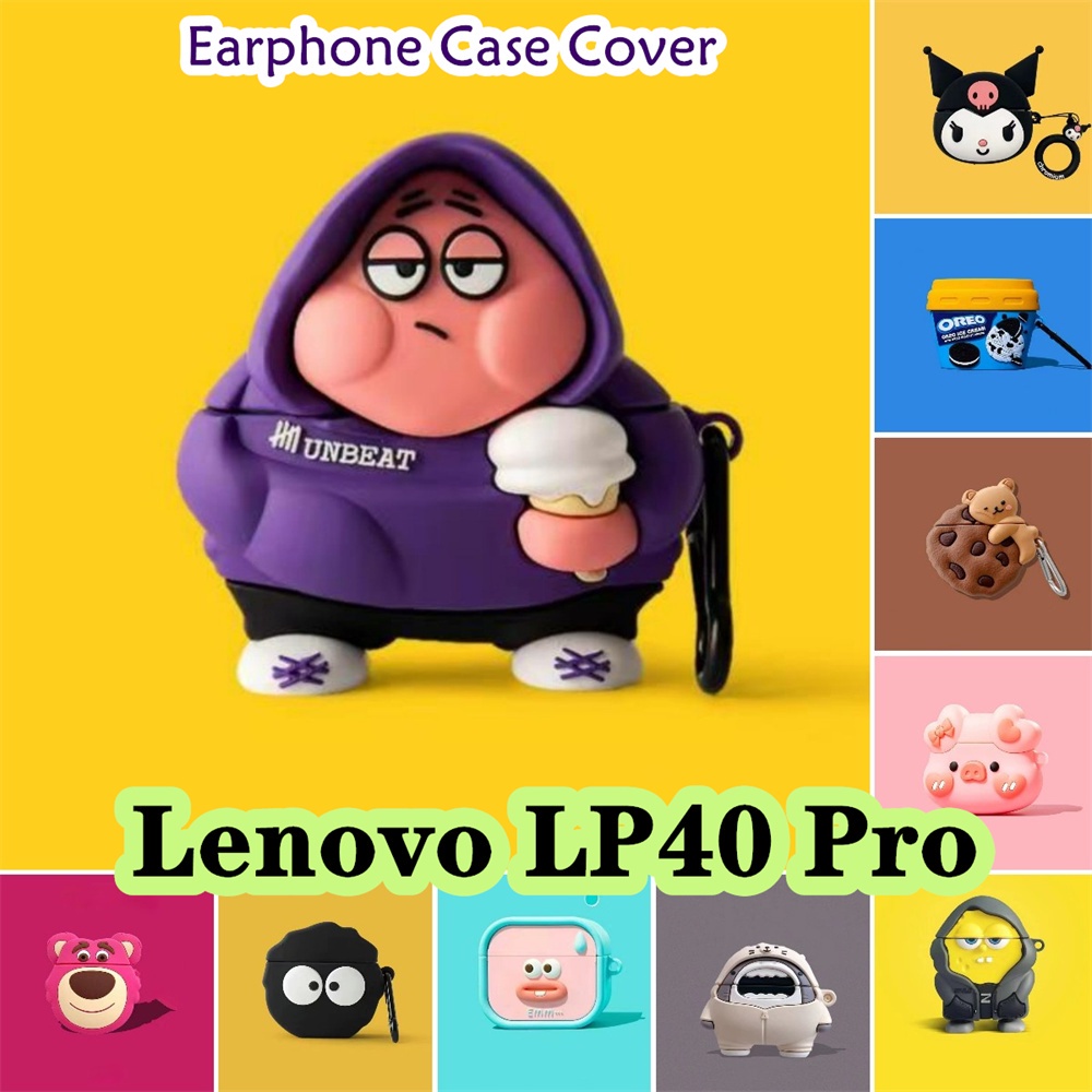 【distinctive】Untuk Lenovo LP40 Pro Case Kartun Bebek bermata katak Soft Silicone Earphone Case Cover