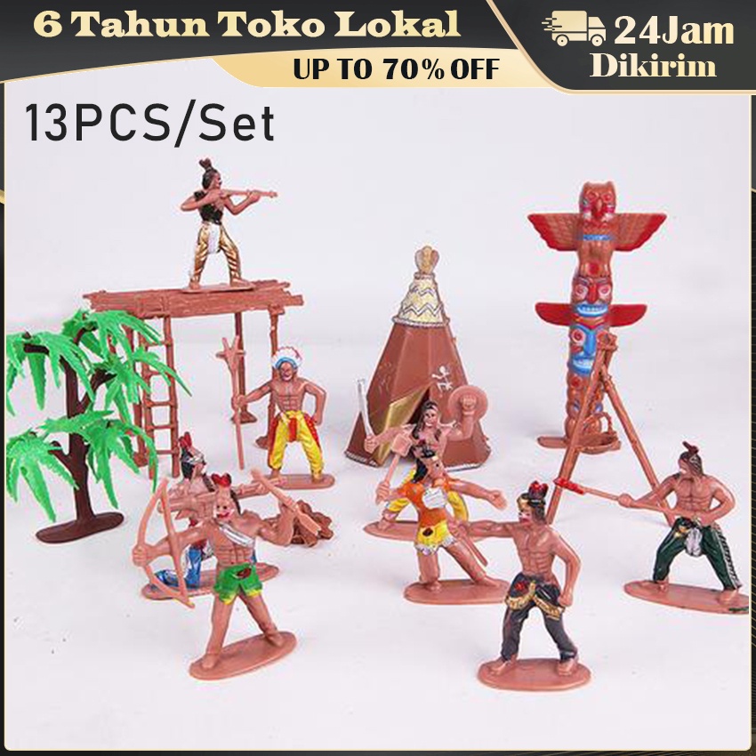 FIGURE ORANG SUKU INDIAN HUTAN PEDALAMAN - DIORAMA MAKET MINIATUR B INDIANA