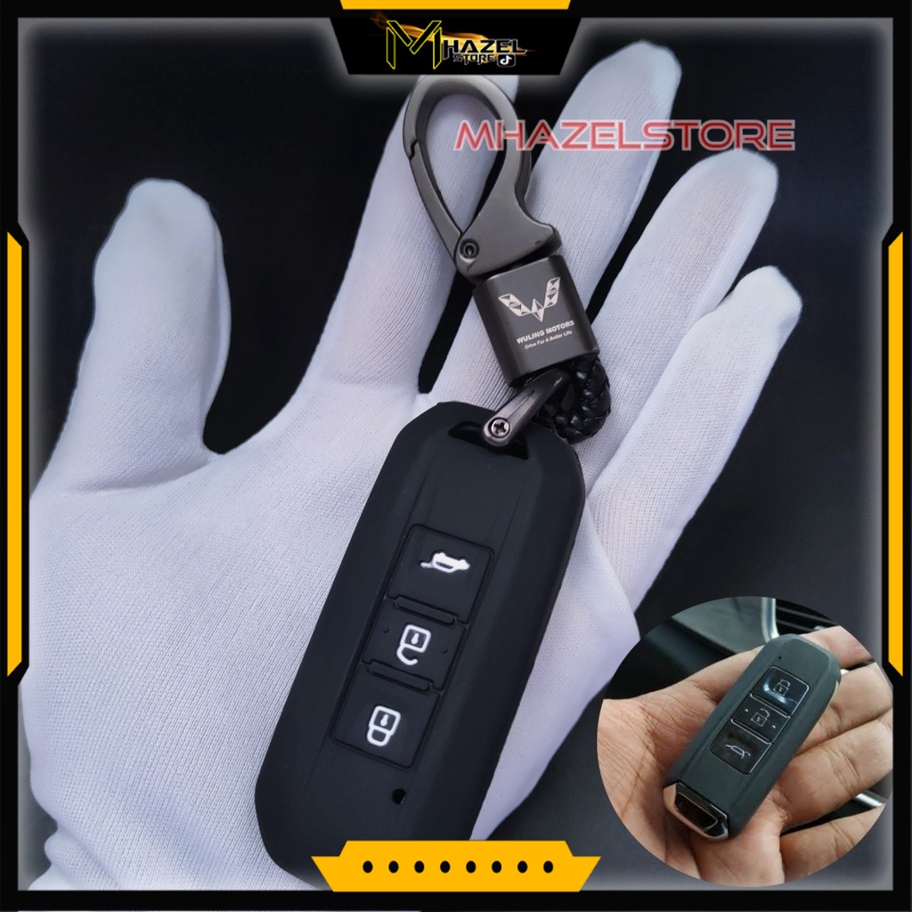gantungan kunci sarung cover casing remote keyless mobil wuling almaz cortez model anyam