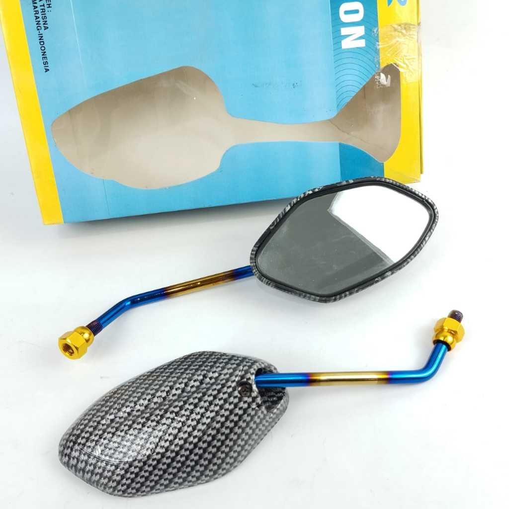 SPION KARBON TWOTONE HONDA BEAT UNIVERSAL TANGKAI PANJANG