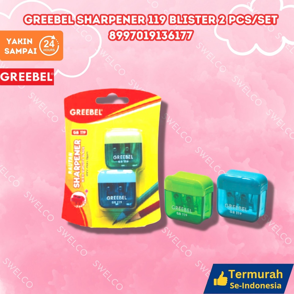 

GREEBEL SHARPENER 119 /Serutan/Rautan anak sekolah lancip anti patah GREEBEL SHARPENER 119 BLISTER 2PCS/SET