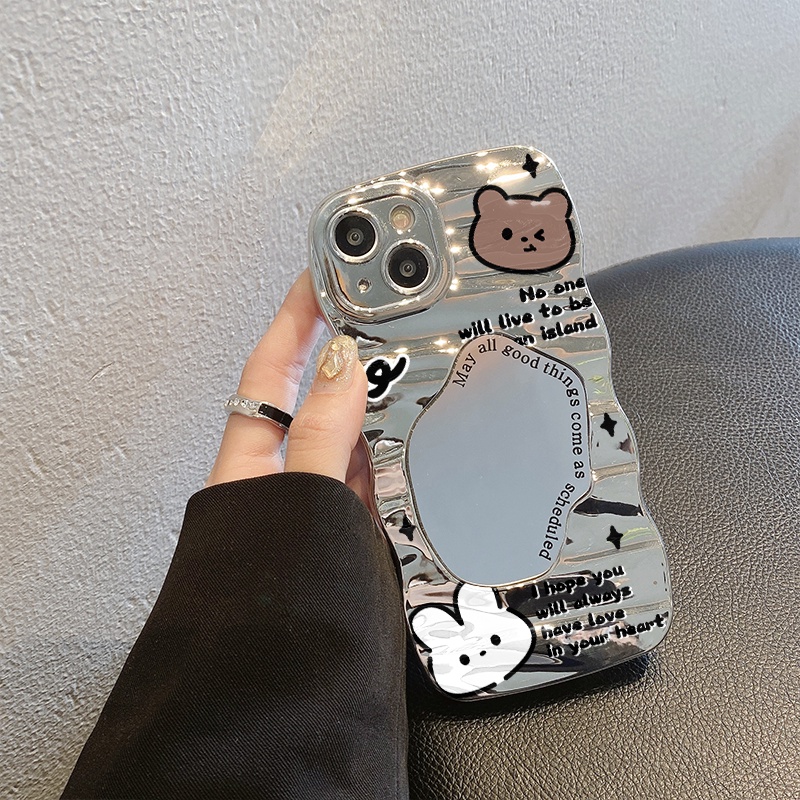 Kaca Mirror Case Casing hp iPhone 7 8 Plus 11 12 15 14 13 Plus Pro Max X XS XR XS Max Kartun Kesing 