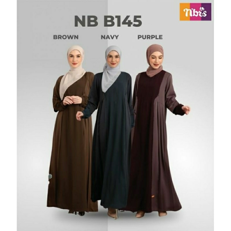 Gamis Wanita Kekinian Nibras Dress Muslim Panjang Terbaru Elegan Busui NB B145 Bahan Sorento Dobby m
