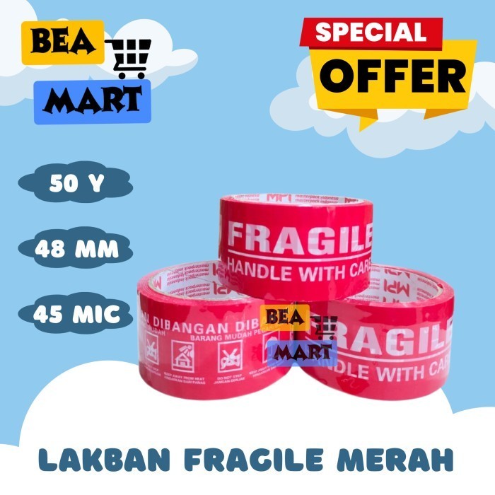 

Lakban Merah Fragile Jangan Dibanting 48 mm x 50 yard | Isolasi Murah