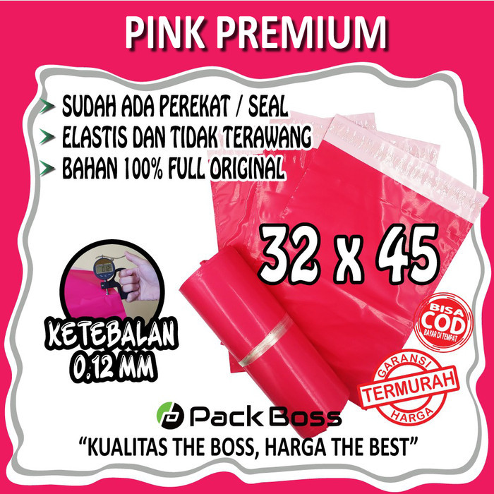 

PINK PREMIUM 32X45 POLYMAILER TEBAL GLOSSY HALUS LANGSUNG PABRIK