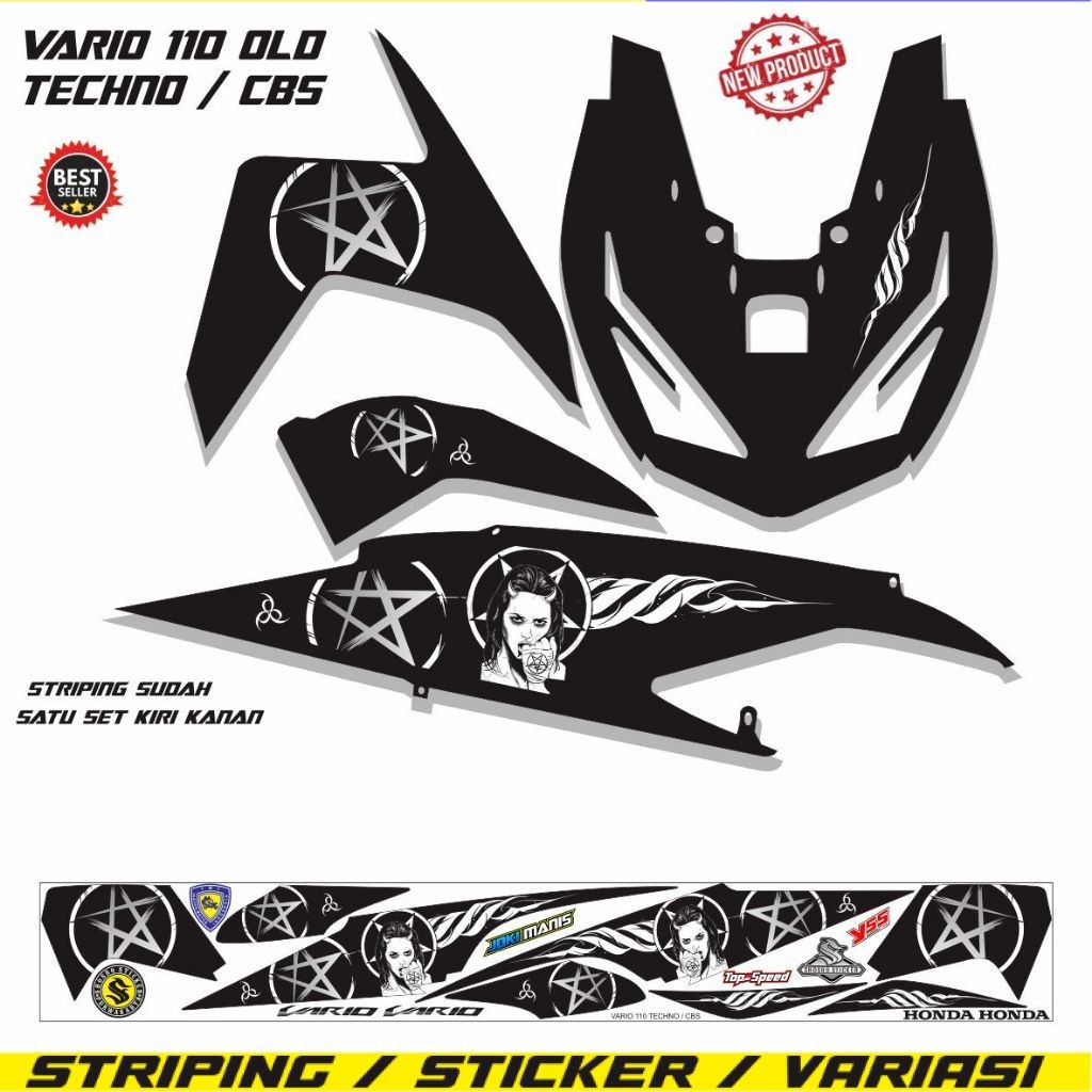 MOTIP STICKER MOTOR VARIO TECHNO OLD 110 /STIKER VARIO LAMA CARBU TECHNO 110 FI VARIASI