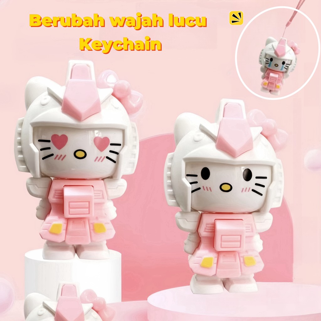 【3 jenis ekspresi perubahan】Gantungan Kunci Tas Mainan Hellokitty/ Mainan Dekompresi / Berubah Ekspr