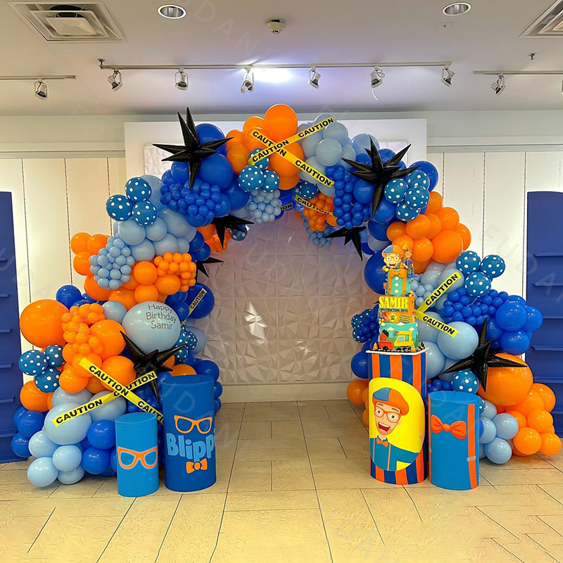 

146pcs Blippi Theme Balloon Garland Arch Kit Orange Blue Boy Birthday Party Decoration Supplies Baby Shower Globos 2025