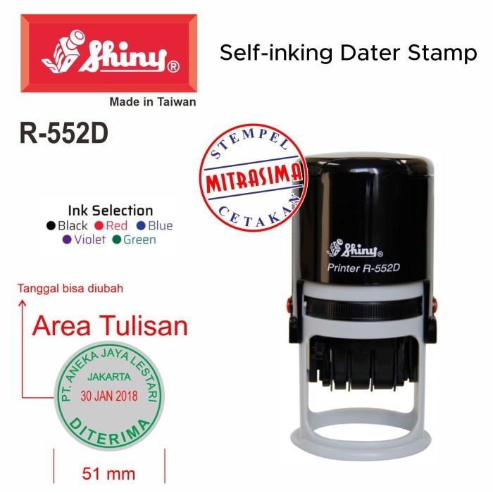 

Stempel Shiny R-552D R552D bulat dengan tanggal Tipe R 552D - Bodinya saja