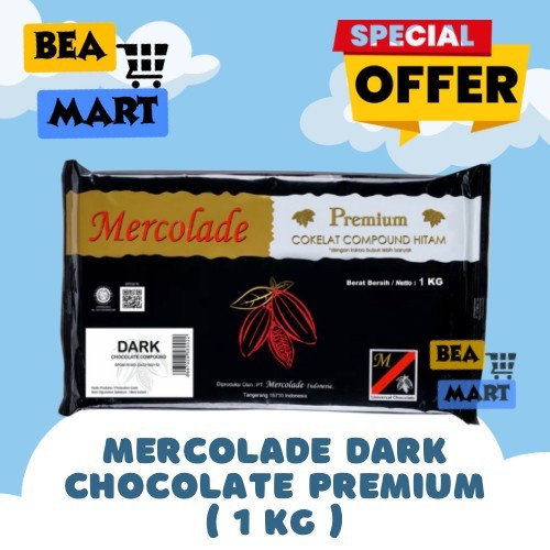 

Mercolade Premium DARK Chocolate Compound 1 kg | Coklat Batangan / Cokelat Blok Kompon Kemasan 1kg