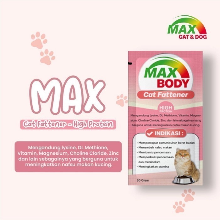 Max Body Cat Vitamin Gemuk Kucing 50gr - Penambah Nafsu Makan Kucing
