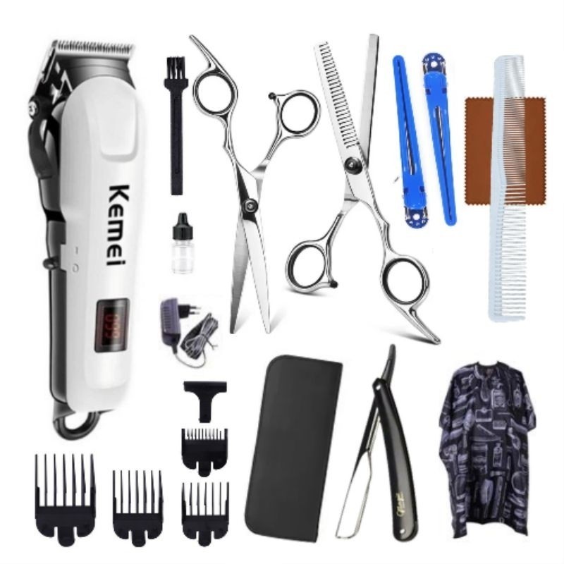 set alat mesin cukur rambut kemei Ketam km 809a charger hair clipper cordless rechargeable Professio