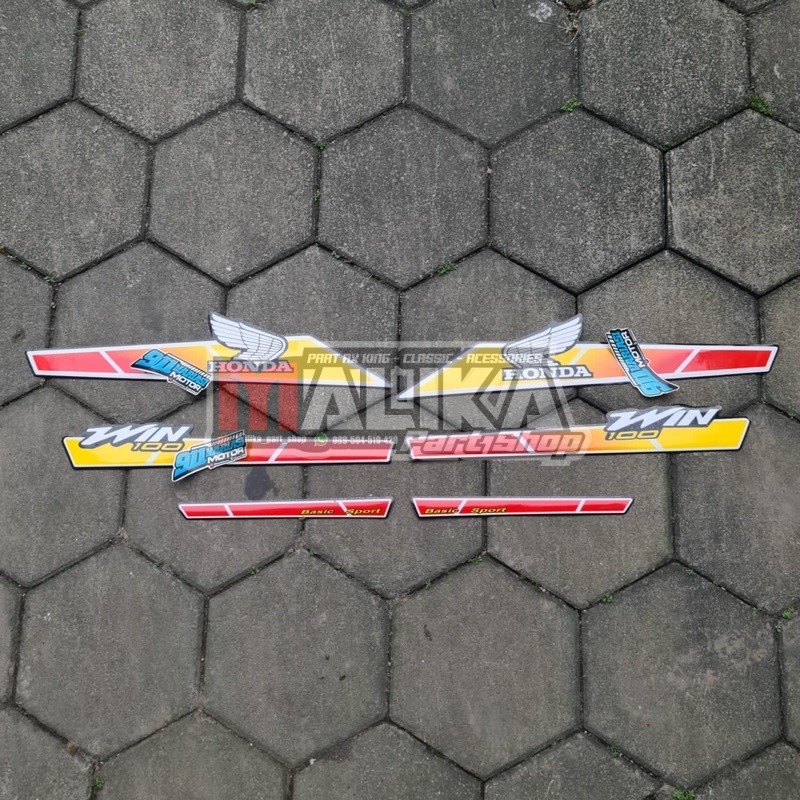 Striping Stiker List Body Win100 Variasi Custom Body Set Tangki Honda Win 100 Warna Jeruk