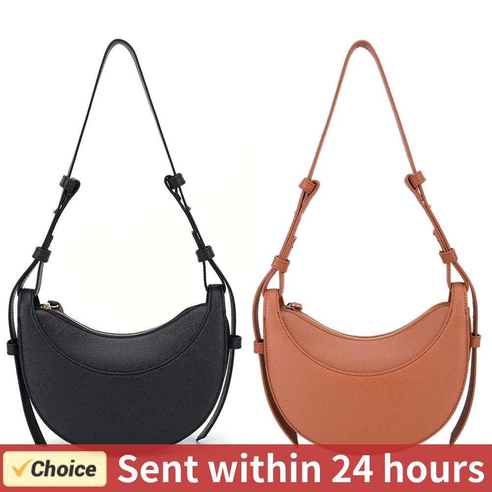 Women Tote Bags Casual Hobo Bag Luxury Brand Handbag Large Capacity PU Half Moon Crescent Bag Saddle