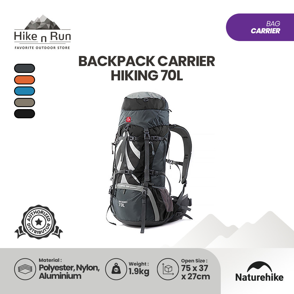 Naturehike Tas Gunung NH70B070-B Tas Backpack Carrier 70L