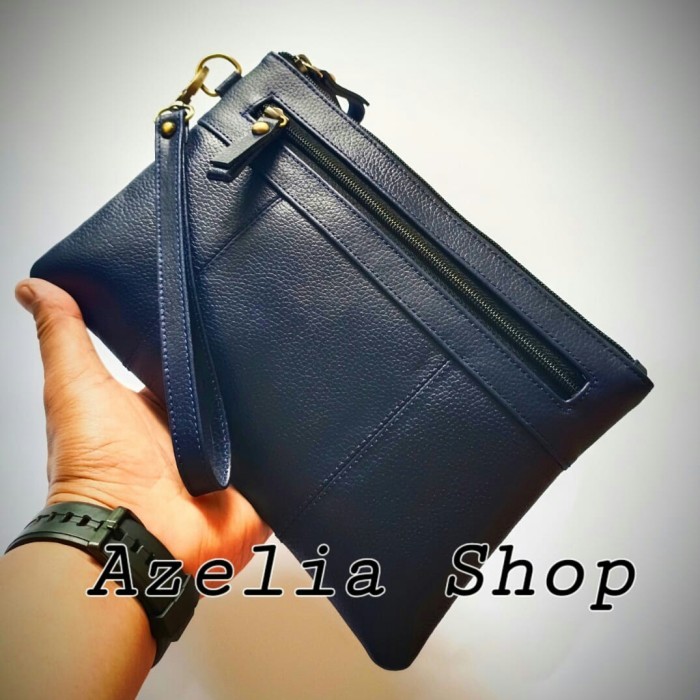 ✔E.SYO✔ -  PASTI READY Original-Hand bag kulit asli pria-wanita-clutch-tas tangan premium - Biru