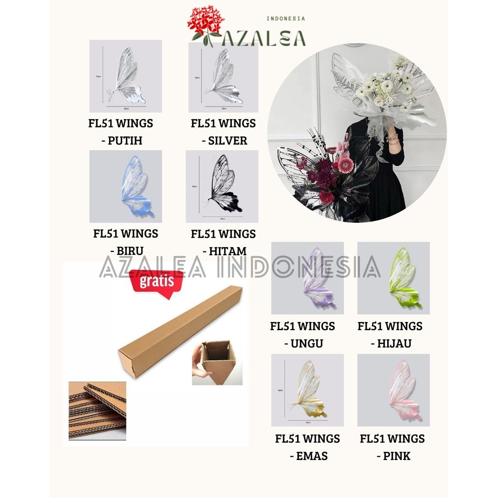 

AZALEA - (1 SET) - FL51 WINGS OPP Wings Butterfly Kertas Bunga Paper Buket Kado Florist Cellophane