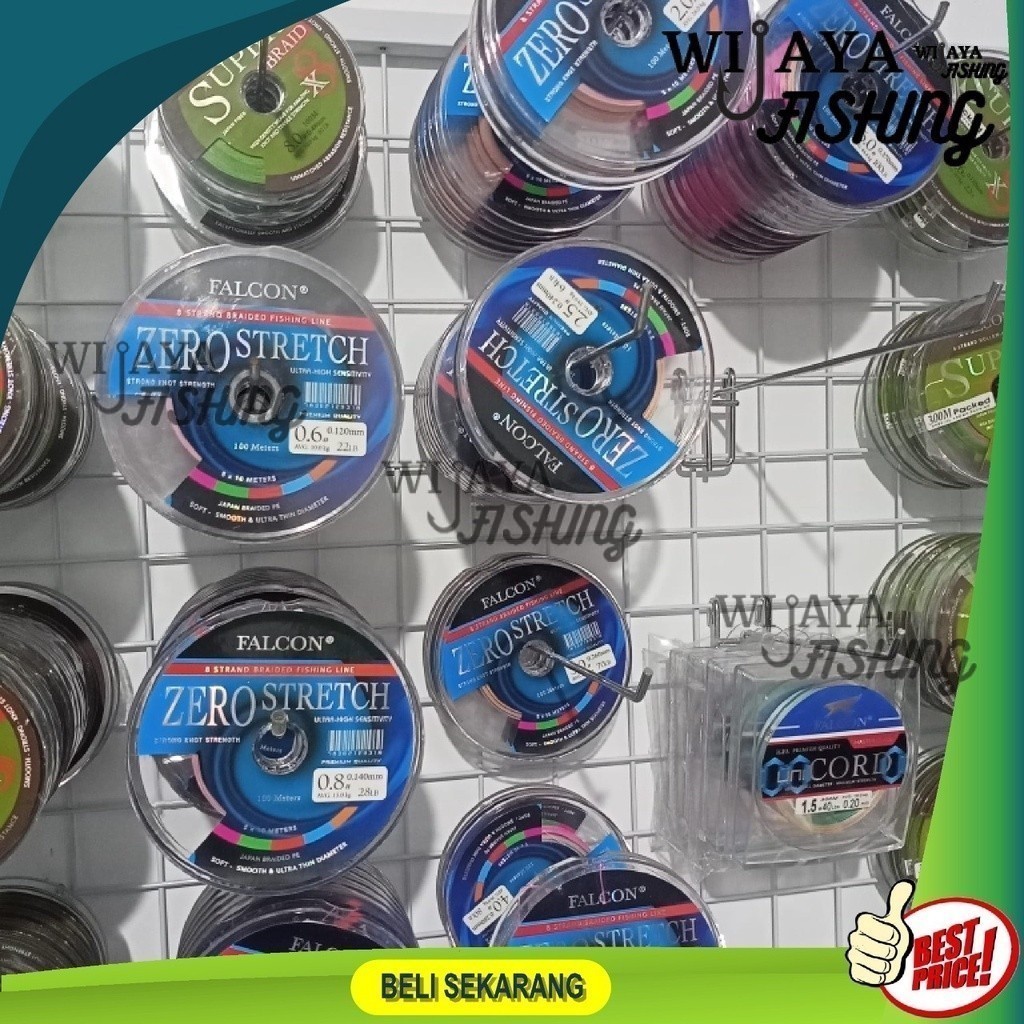 Senar FALCON ZERO STRETCH BRAIDED PE Benang Tali Pancing PE X8  Senar Laut Kuat Terlaris