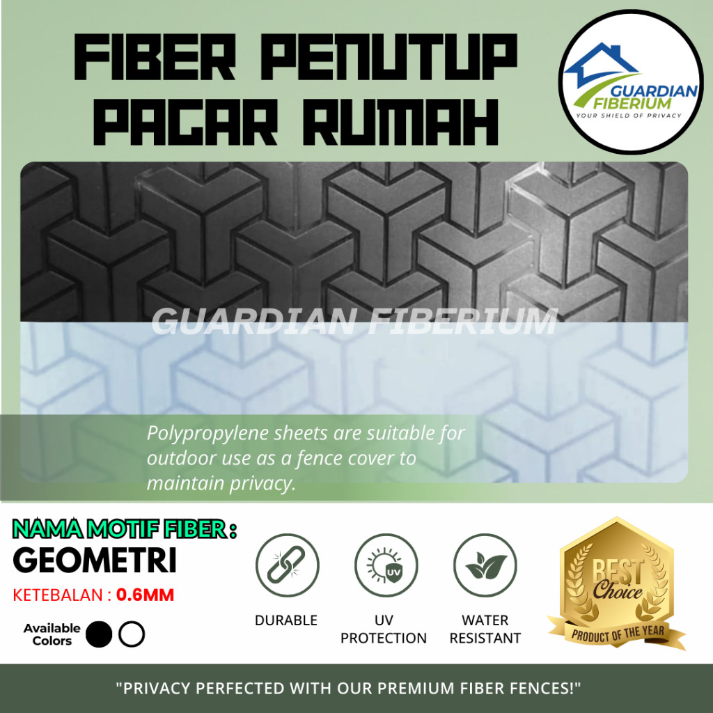 (Harga Per 1/2meter) Fiber Plastik Penutup Pagar Rumah Motif GEOMETRI