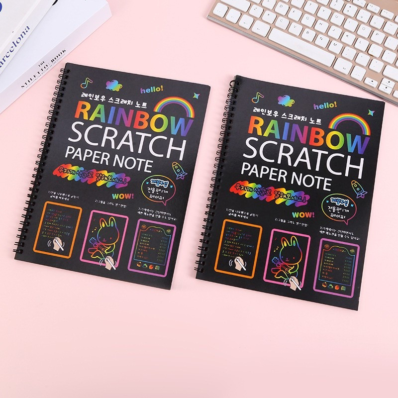 

[COD] Magic Color Rainbow Scratch Paper Note book 19X26cm