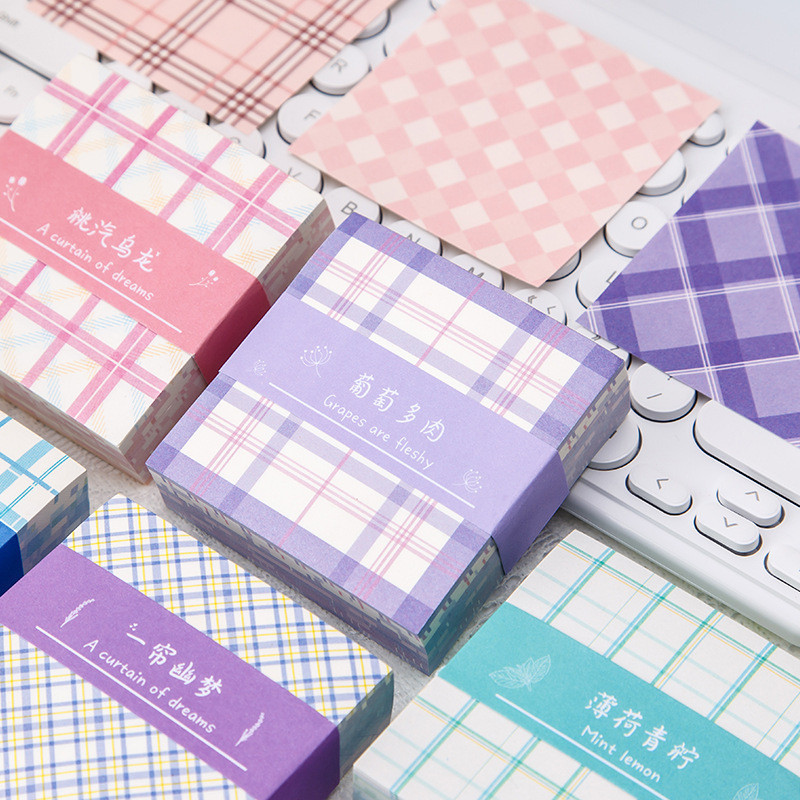 

200 Sheets Various Grid Patterns Note Paper Non Stick Cute Square Plaid Memo for Girls Boys Stationery Wholesale Memo