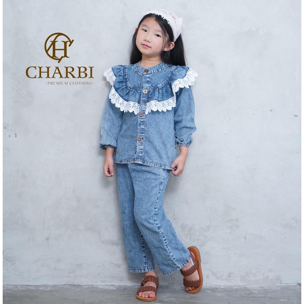 DR54Y SET TANIA JEANS WITH LACE ANAK ANAK - CHARBI