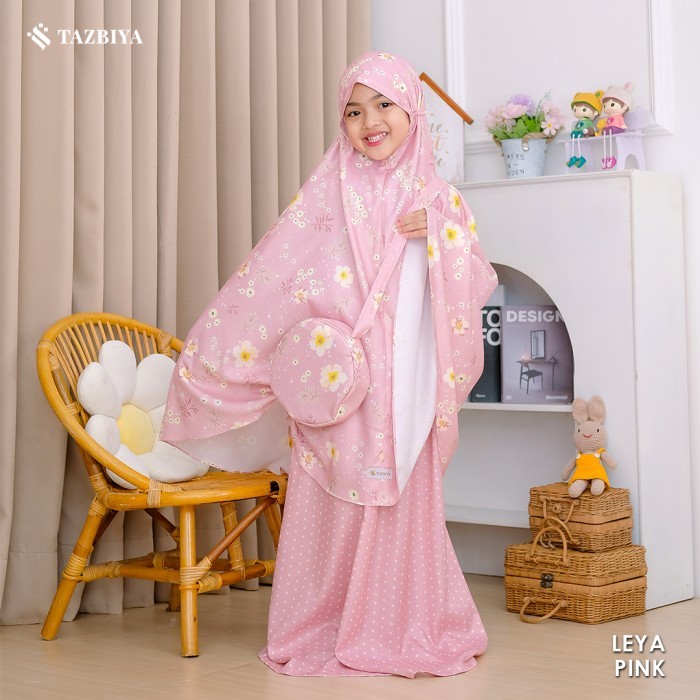 MUKENA ANAK KECIL TAZBIYA LEYA SERIES I MUKENA ANAK RAYON | FREE TAS MUKENA - PINK, M