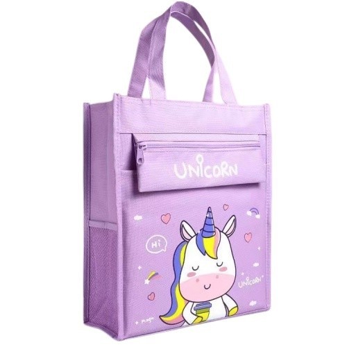 

Tas les anak hand bag cute Map A4 stationary organizer pape - Pink unicorn