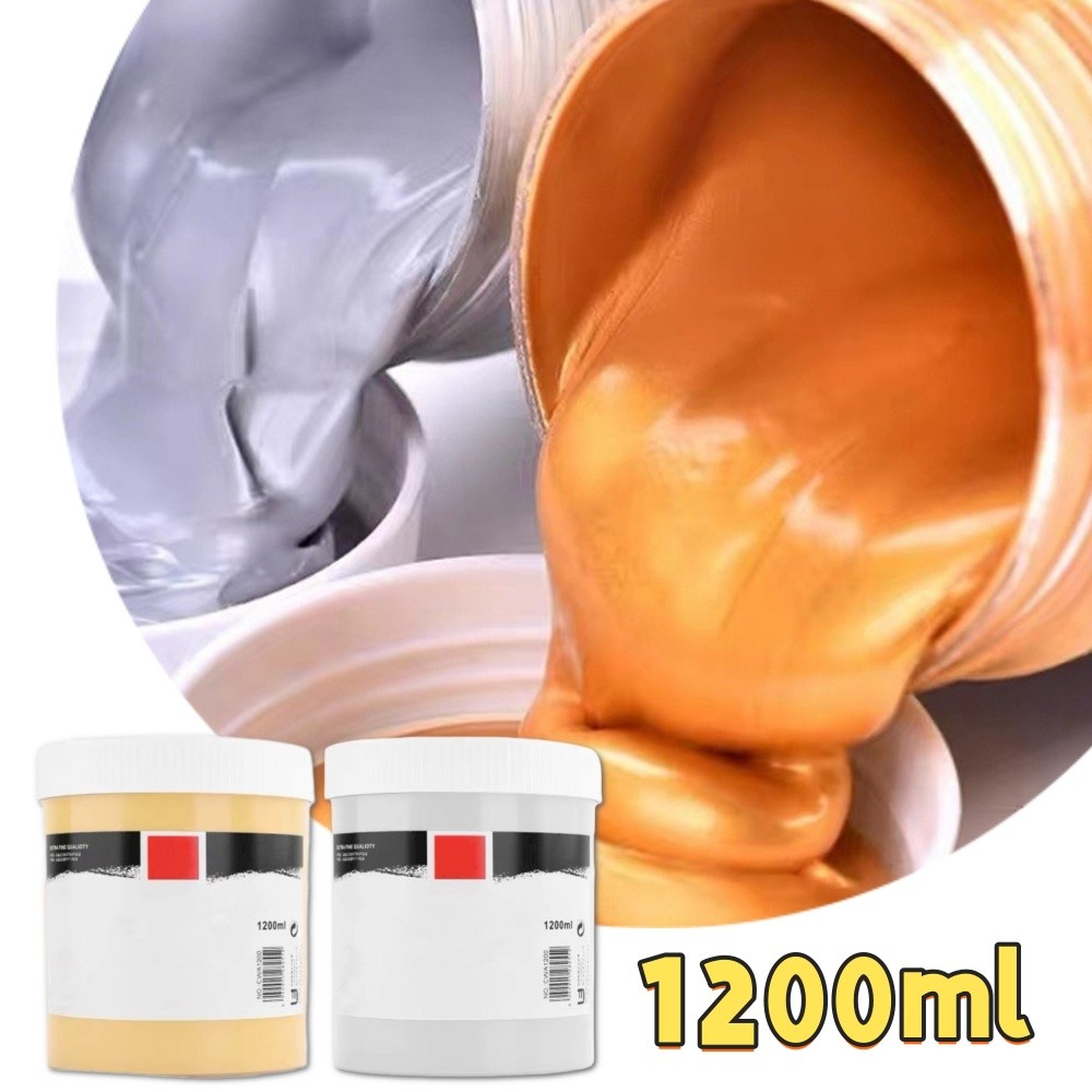 

1200ml/Jar Shiny Golden Foil Paint Fence Art Use Wood Crafts Furniture Painting Water Based Silver DIY Jewelry Making Pigments