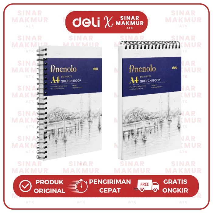 

Sketch Book/Buku Sketsa/Buku Gambar A4 Horizontal/Vertikal 60 Lembar 160 Gsm Finenolo Deli EC 275/276 (Pcs) - Vertikal C276