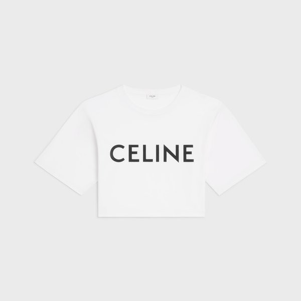 CROPPED CELINE T-SHIRT IN COTTON JERSEYECRU / BLACK