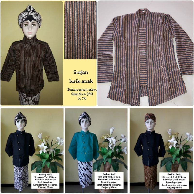 Baju kebaya nita Kutubaru sorjan rok anak TK size   .kain lurik kecil.tenun ATBM