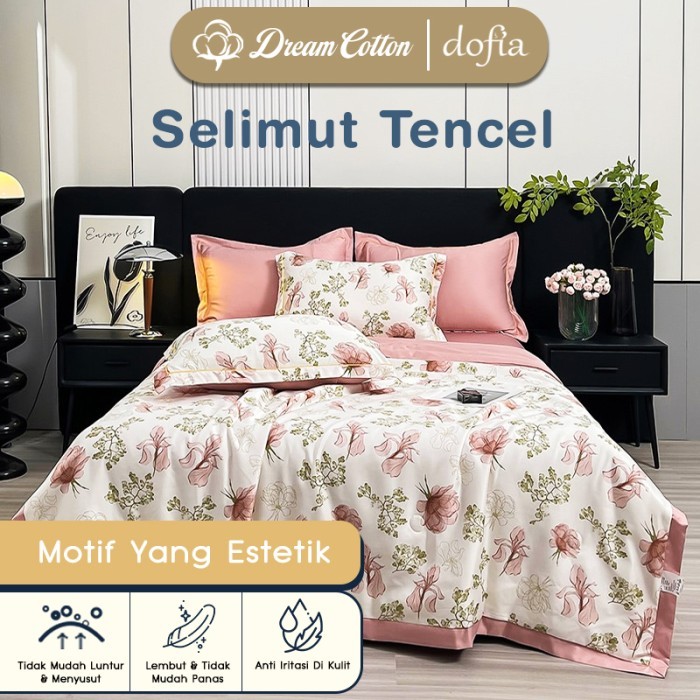 ⭐BISA COD⭐ Dreamcotton Selimut Tencel Premium Motif Bunga Aesthetic, Selimut Dewasa, Quilt Lembut & 