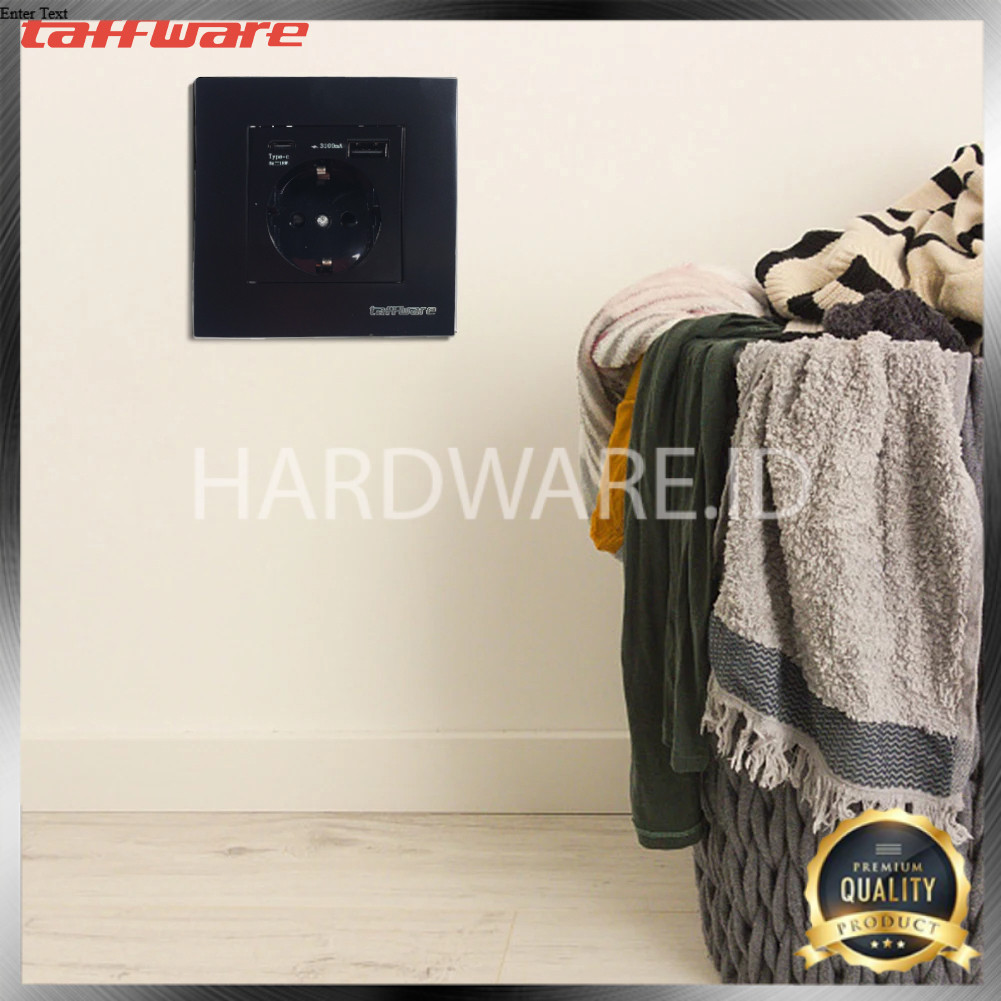 (HI)  Stop Kontak Tanam Dinding USB Type C Soket Listrik Square Wall