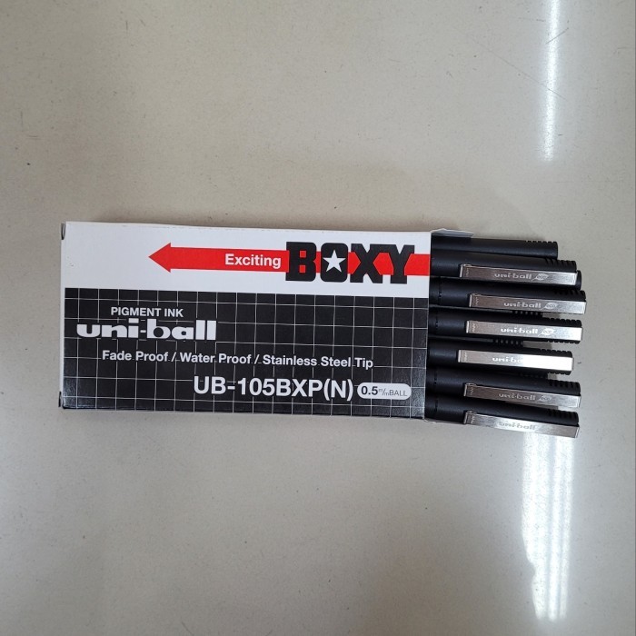 

Pulpen Uniball Boxy UB-105 0.5 mm - 1 lusin isi 12 pcs - Hitam