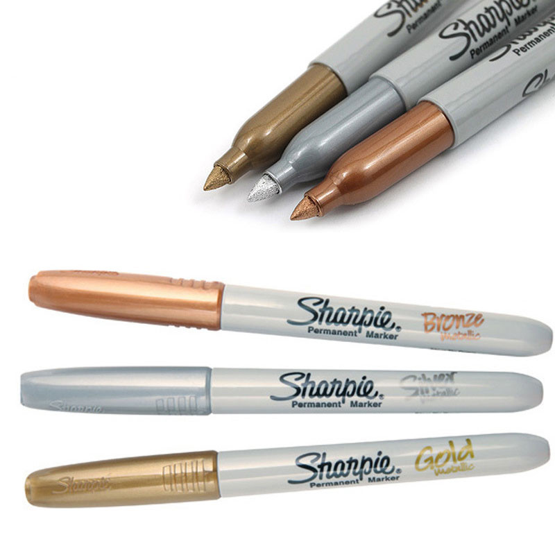 

NEW Gold Silver Markers Pen Sharpie Metallic Waterproof Permanent Craftwork for Wood Plastic Metal Glas Paint Writing Stationery