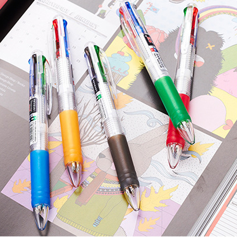 

4Pcs Red Blue Black Green Four Color Writing Pens 0.7mm Signature Pen Ballpen Student Ballpoint Pen School Office Stationery