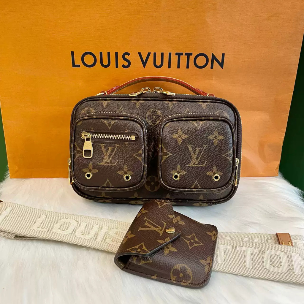 【bekas asli】（ M80446） LV UTILITY CROSSBODY Saku/Tas Bahu Tas Selempang Tas Tangan Presbiopia Tas Kam