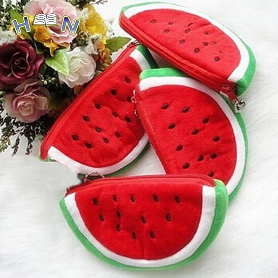

Cute Large Capacity Pencil Bag Plush Watermelon Stationery Storage Bags School Supplies 14.5*8.5cm