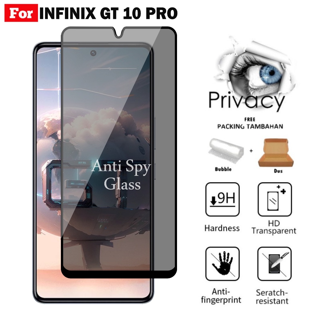 Tempered Glass INFINIX GT 10 PRO Layar Privacy Anti Spy Handphone
