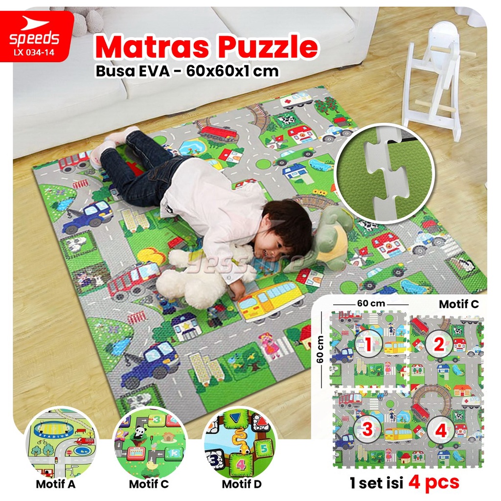 SPEEDS Matras Evamat 60x60cm Matras Puzzle Karpet Puzzle Matras Alas Evamat Matras Aman 034-14