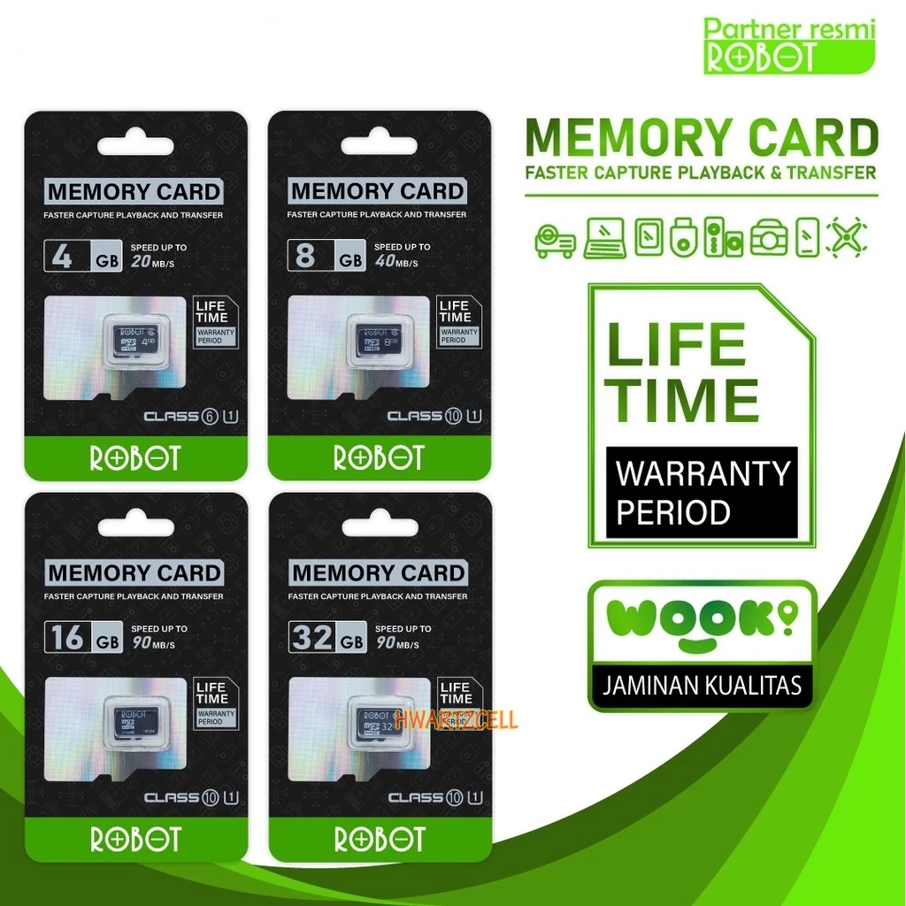 KARTU MEMORY MEMORI HP MMC ROBOT MICRO SD 4GB 8GB 16GB 32GB ORIGINAL BERGARANSI RESMI