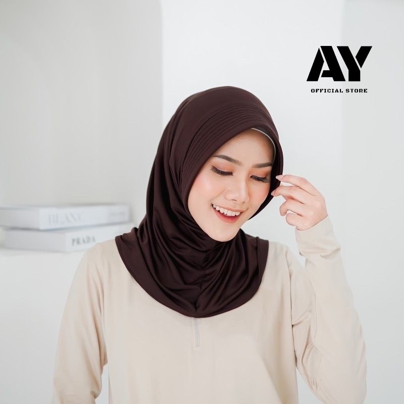 (COD)kerudung hijab sport bahan jersy premium model instan all size untuk kegiatan olahraga outdoor 