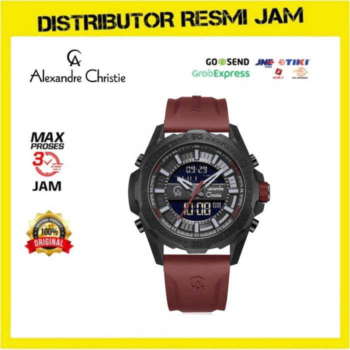 Jam Tangan Pria Alexandre Christie AC 9370 AC9370 Black Red