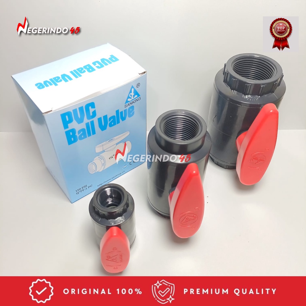 SANKING STOP KRAN PVC DRAT 1" / 11/4" INCH BALL VALVE PVC DRAT KRAN AIR PIPA PVC