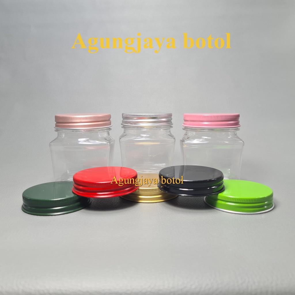 Toples 100 ml Pet Kotak Natural Tutup Alumunium / Toples Plastik / Toples / Toples Permen / Toples S